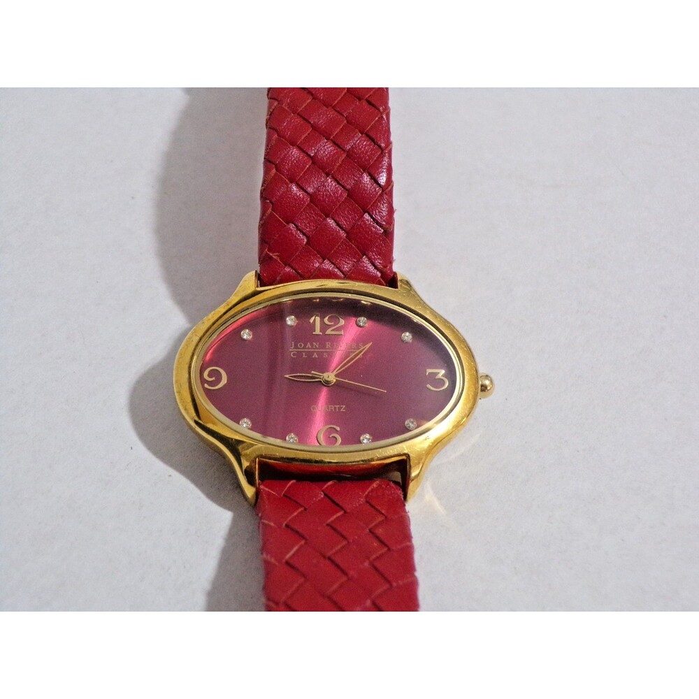 Joan Rivers Classic Collection #377 Red Leather Band Adj Gold Tone Women's Watch